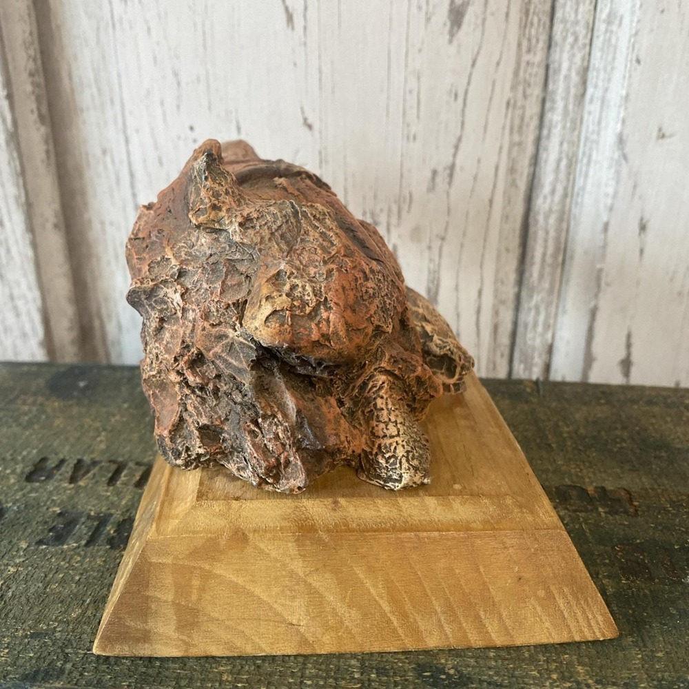Vtg Marka Gallery Maiku Collection Tortoise Sculpture Turtle Figurine Wood Base‎ - Picture 4 of 9